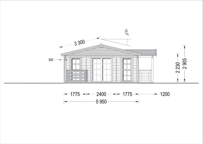 Blockbohlenhaus DORIS (44 + 44 mm) 63 m² mit Terrasse