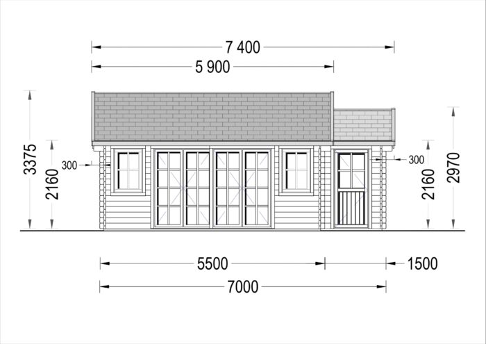 Blockbohlenhaus ERWIN (66 mm) 28 m²