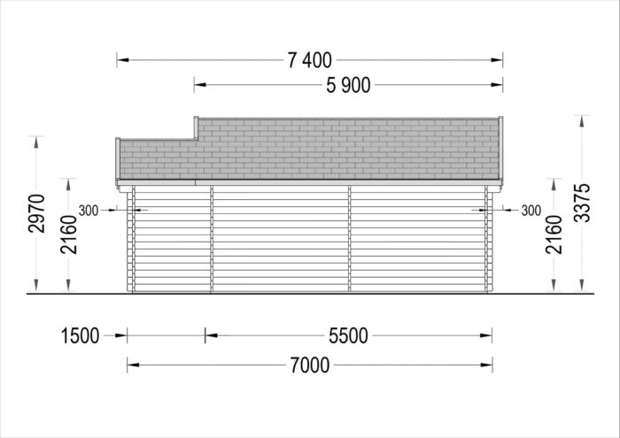 Blockbohlenhaus ERWIN (44 mm) 28 m²