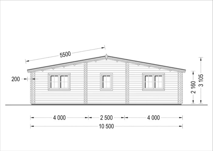 Premium Blockbohlenhaus FRITZ (44 + 44mm) 60m²