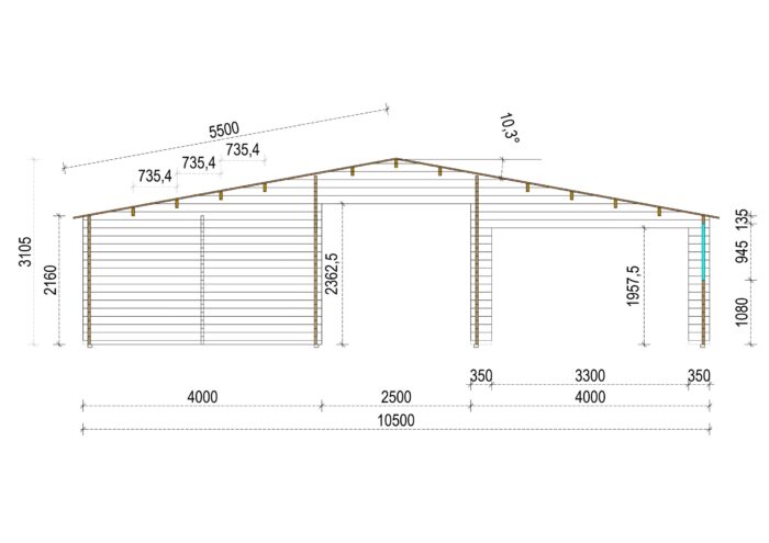 Premium Blockbohlenhaus FRITZ (44 + 44mm) 60m²