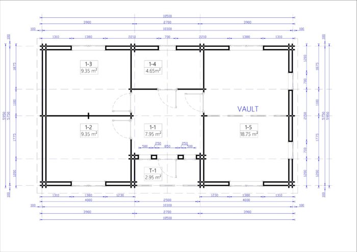 Premium Blockbohlenhaus FRITZ (44 + 44mm) 60m²