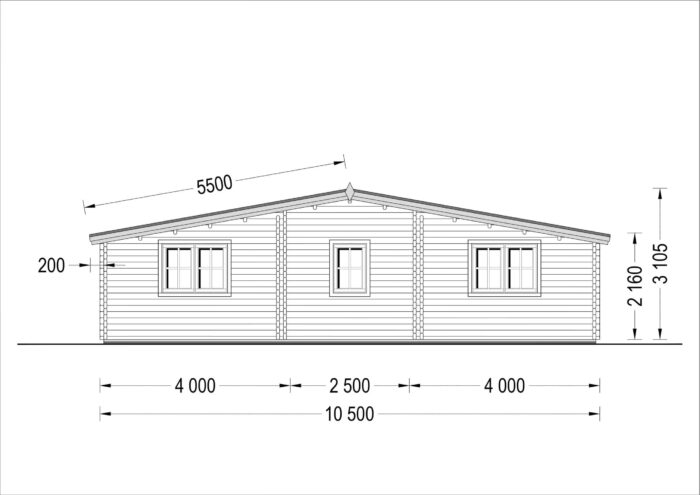 Premium Blockbohlenhaus FRITZ (44mm) 60m²