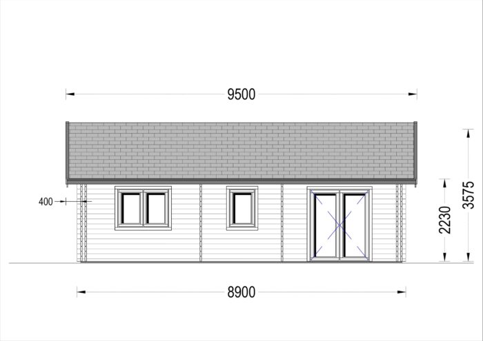 Blockbohlenhaus GRAZ (44 + 44 mm) 54 m²