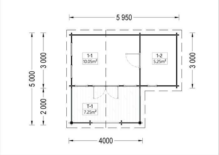 Premium Blockbohlenhaus IRIS (44 mm) 26 m²