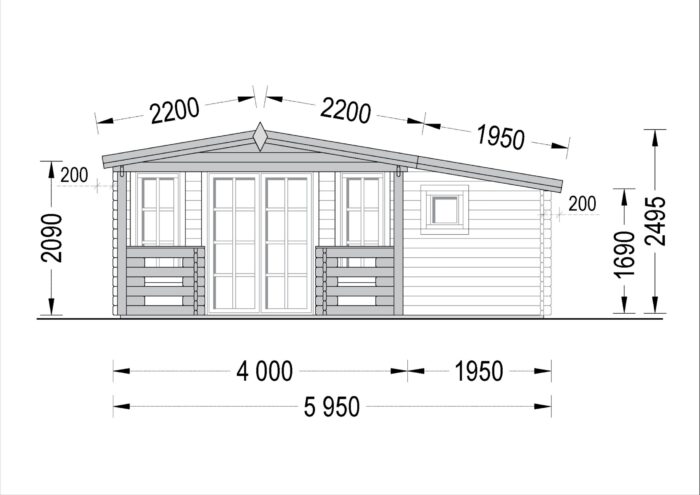 Premium Blockbohlenhaus IRIS (44 mm) 26 m²