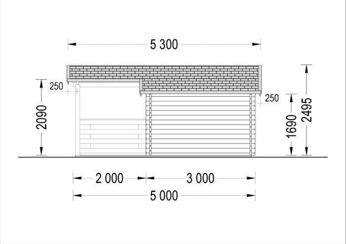 Premium Blockbohlenhaus IRIS (44 mm) 26 m²