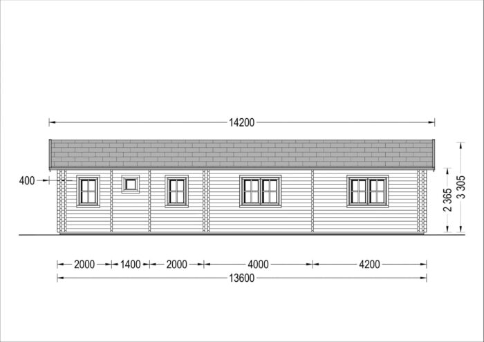 Blockbohlenhaus BERNAU (44 + 44 mm) 103 m²