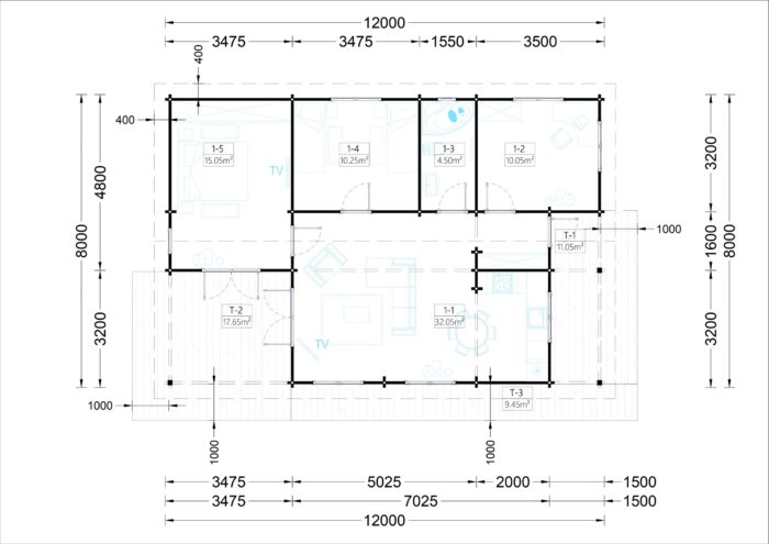 Blockbohlenhaus SCHLADMING (66 mm) 96 m² Sonderangebot