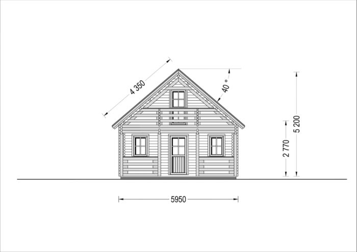 Blockbohlenhaus LANDSHUT (44 + 44 mm), 50 m²