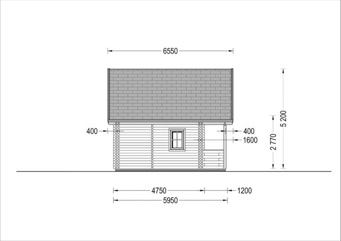 Blockbohlenhaus LANDSHUT (44 + 44 mm), 50 m²