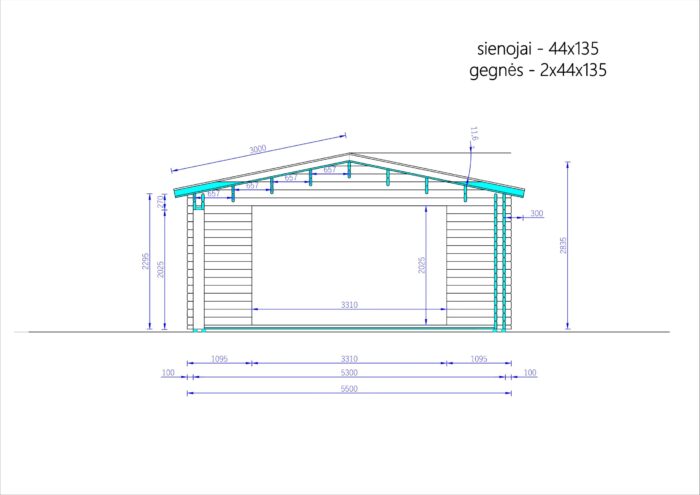 Blockbohlenhaus MARIA (44 + 44 mm) 30 m²