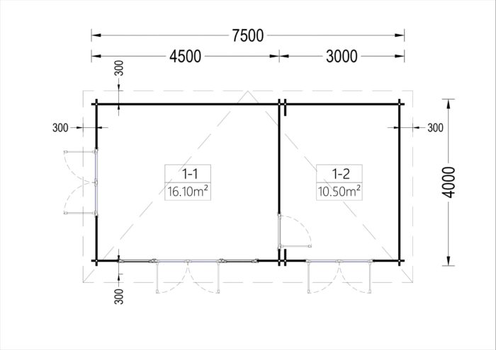 Blockbohlenhaus MARINA (66 mm) 30 m²