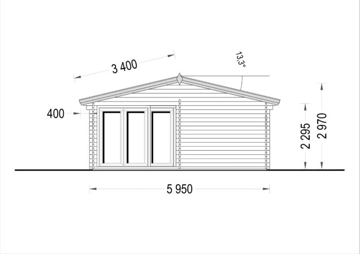 Premium Blockbohlenhaus MARTIN (44 mm) 48 m²