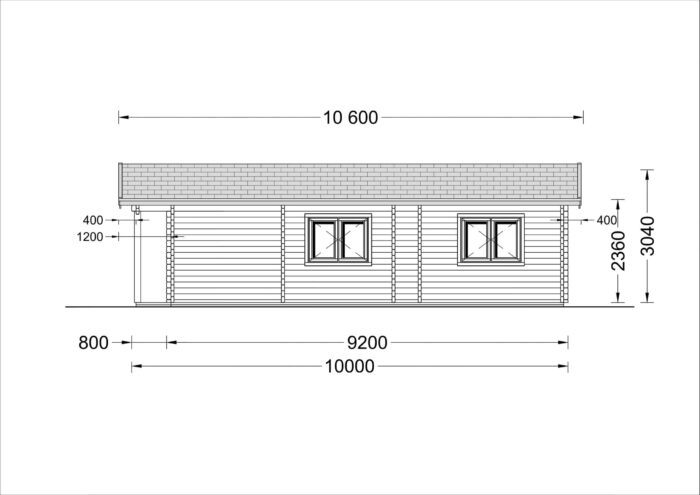 Blockbohlenhaus MATREI (66mm), 6x10m, 60m²