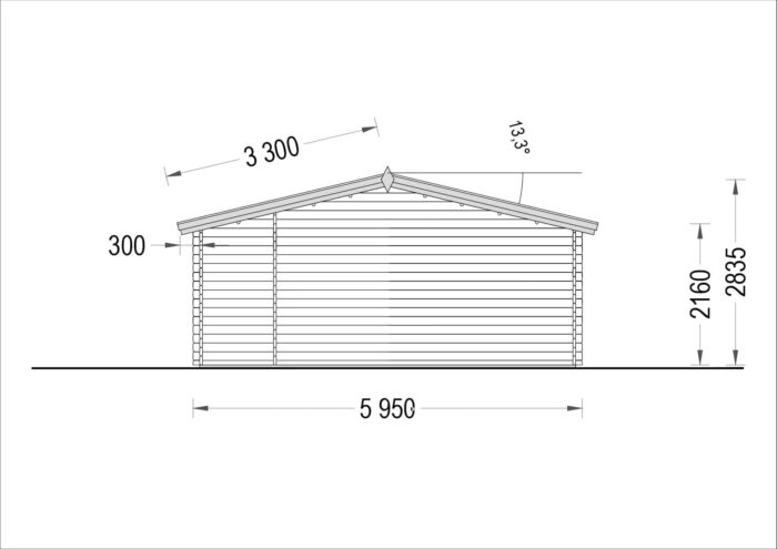 Blockbohlenhaus BASEL 6x6 m, 36 m²