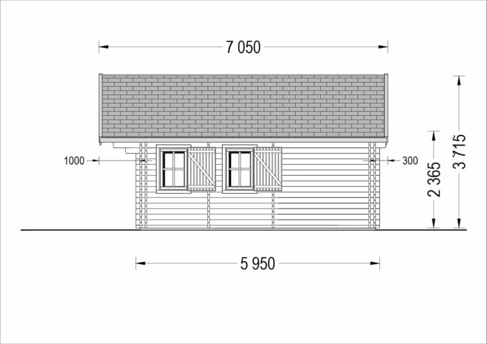 Blockbohlenhaus mit Schlafboden SALLY (44 + 44mm), 27m²