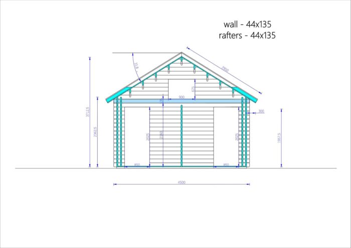 Blockbohlenhaus mit Schlafboden SALLY (44 + 44mm), 27m²