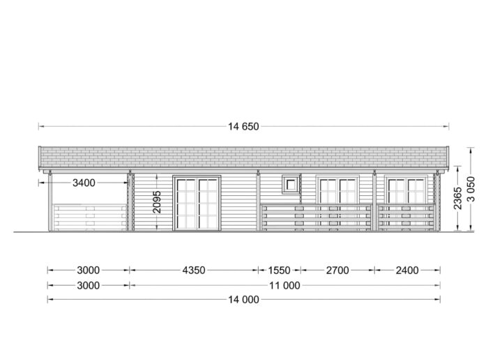 Blockbohlenhaus TRAUNSEE (44 + 44 mm) 50 m²