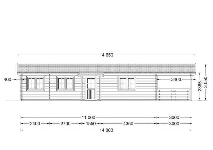 Blockbohlenhaus TRAUNSEE(44mm) 50m²