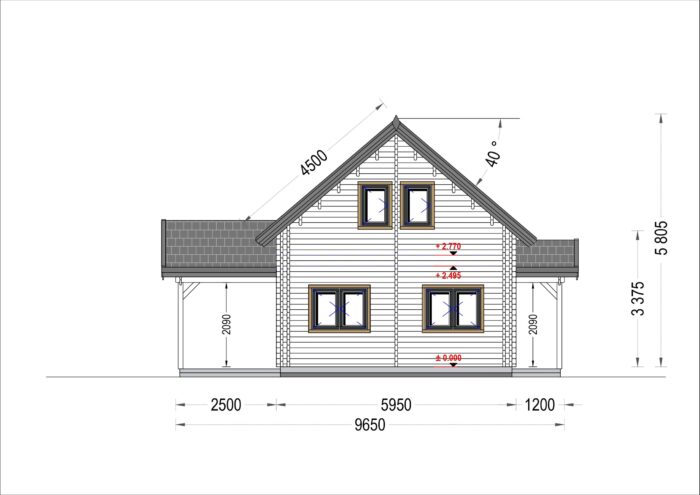 Blockbohlenhaus VERENA (44 + 44mm), 127m²