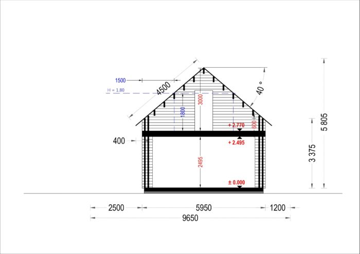 Blockbohlenhaus VERENA (44 + 44mm), 127m²