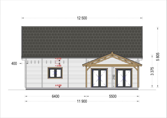 Blockbohlenhaus VERENA (66mm), 127m²