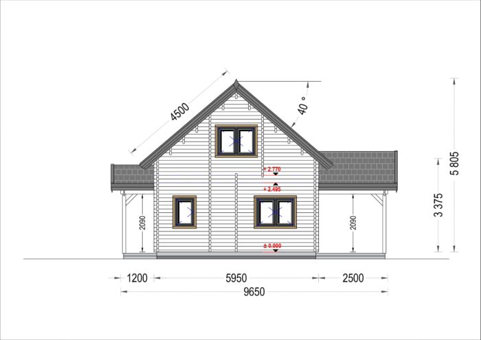 Blockbohlenhaus VERENA (66mm), 127m²