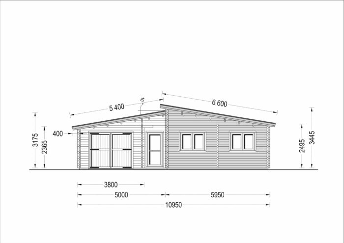 Blockbohlenhaus SEEFELD (66mm) 105m² mit Flachdach