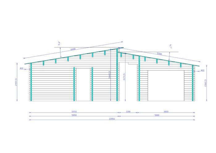 Blockbohlenhaus SEEFELD (66mm) 105m² mit Flachdach