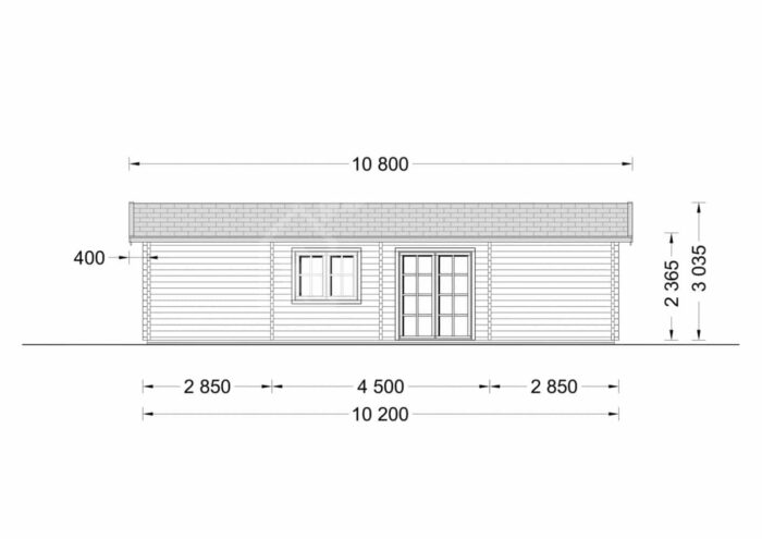 Blockbohlenhaus mit Flachdach ULRICH, 70m²