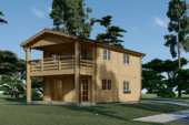 Blockbohlenhaus TURIN (66 mm) Isoliert, 100 m² + 20m² Terrasse
