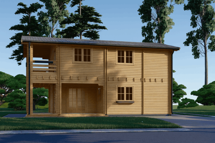 Blockbohlenhaus TURIN (66 mm) Isoliert, 100 m² + 20m² Terrasse – Bild 3