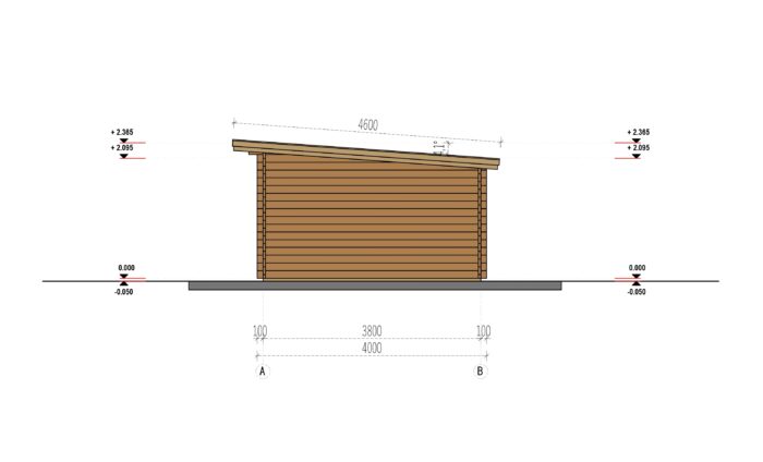 Gartenhaus aus Holz EBENSEE, 44mm 5x4 m, 20 m² Sonderanfertigung – Bild 4