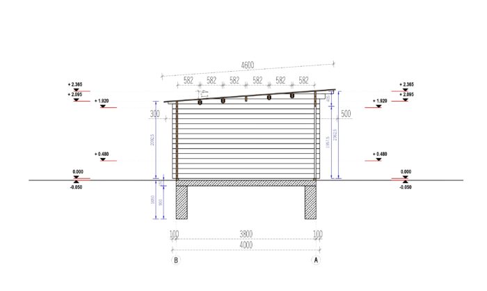 Gartenhaus aus Holz EBENSEE, 44mm 5x4 m, 20 m² Sonderanfertigung – Bild 3