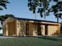 Blockbohlenhaus MILAN Modern (44 mm + Holzverschalung) – 37 m² Isoliert