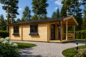 Blockbohlenhaus mit Terrasse ANTON, 5x9 m, 35 m² + 8m² – Bild 3