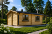 Blockbohlenhaus mit Terrasse ANTON, 5x9 m, 35 m² + 8m² – Bild 4