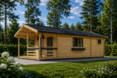 Blockbohlenhaus mit Terrasse ANTON, 5x9 m, 35 m² + 8m² – Bild 2