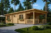 Blockbohlenhaus HANNES (66 mm) · 42 m² + 10 m² überdachte Terrasse · Pultdach – Bild 4