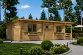 Blockbohlenhaus HANNES (66 mm) · 42 m² + 10 m² überdachte Terrasse · Pultdach – Bild 3