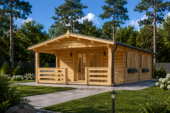 Blockbohlenhaus HANNES 42 m² + 10 m² Terrasse – Bild 5