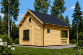 Blockbohlenhaus Tirol mit Schlafboden und Terrasse, 20 m² + 8 m² – Bild 3