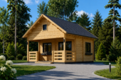 Blockbohlenhaus Tirol mit Schlafboden und Terrasse, 20 m² + 8 m²