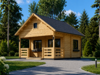 Blockbohlenhaus Tirol mit Schlafboden und Terrasse, 20 m² + 8 m²