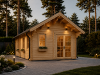 Blockbohlenhaus mit Schlafboden SALLY (44mm), 27m²