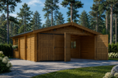 Doppelgarage aus Holz (44mm), 6x9 m, 54m²
