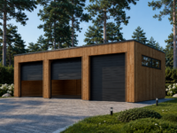 Dreifachgarage mit Flachdach (34mm + Holzverschalung), 9x6m, 54m²