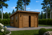Einzelgarage mit Pultdach (44 mm), 4x6 m, 24 m²