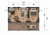 Blockbohlenhaus mit Terrasse LILLI, 32 m² + 20m² Isoliert – Bild 6